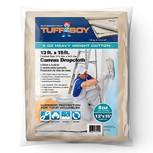 TUFFBOY 8 OZ. Heavy Weight Cotton Canvas All Purpose Drop Cloth 12 Ft. X 15 Ft. | Seamless